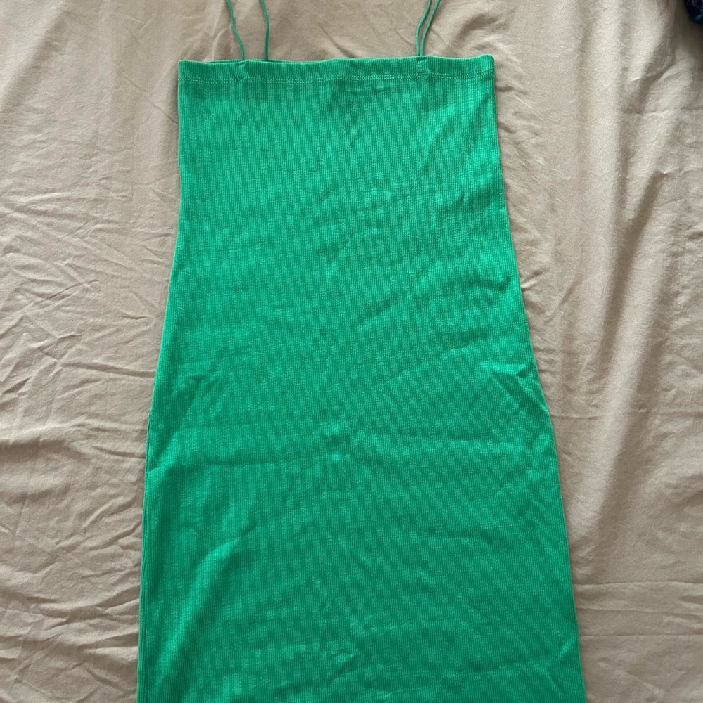 Zara Vibrant Green Ribbed dress